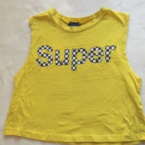 Yellow “SUPER” long crop top
